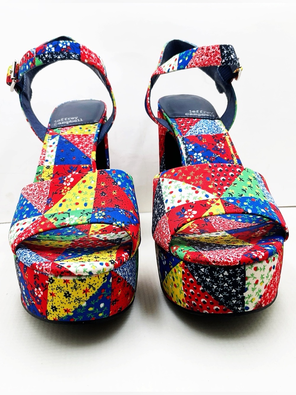 {Jeffrey Campbell} Summers Patchwork Platform Sandals - Picture 11 of 14